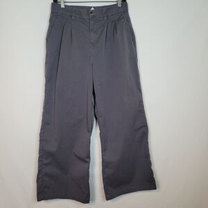 Pact Organic Cotton Wide Leg Pants Womens M Gray Pleated Chino Minimalist 29x29